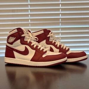 Jordan Red and White High-Top Sneakers